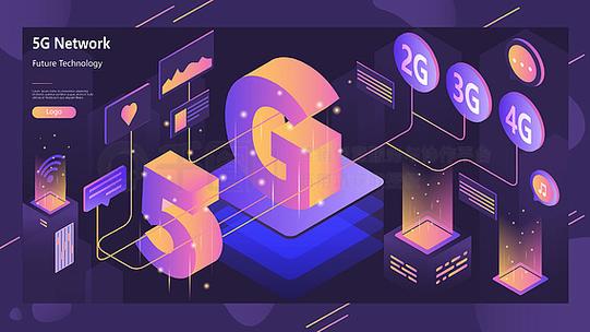 5g移动网络手机通讯技术2.5d矢量插画